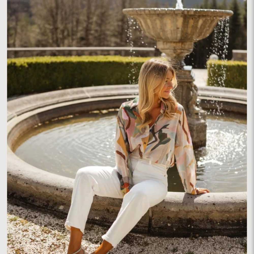 Abstract Multicolor Button-Down Shirt - Women - Picture 5 of 6